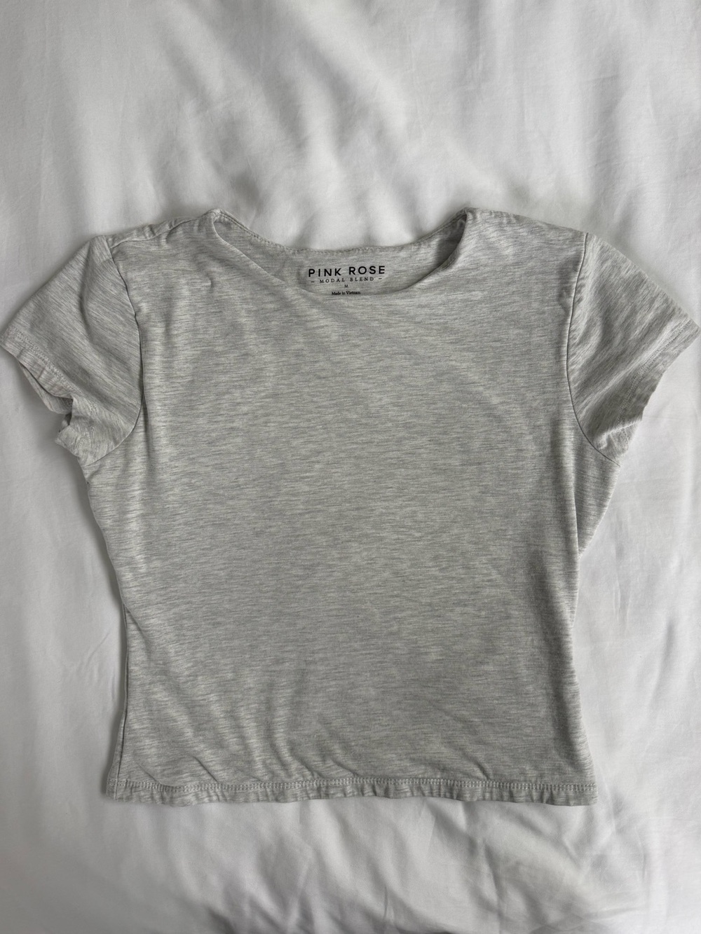 Pink Rose Heather Gray Cap Sleeve Tee
